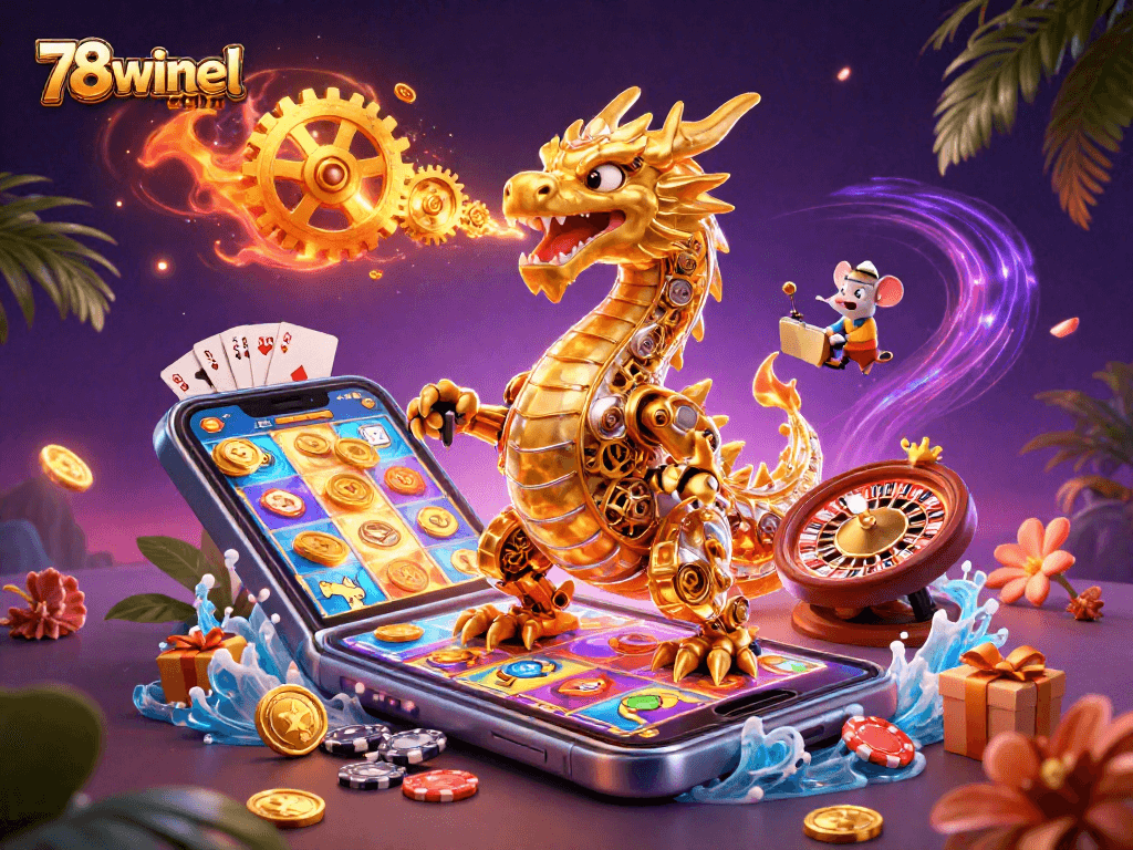 Engage with thrilling games at 78winel com with our golden dragon and vibrant casino elements!