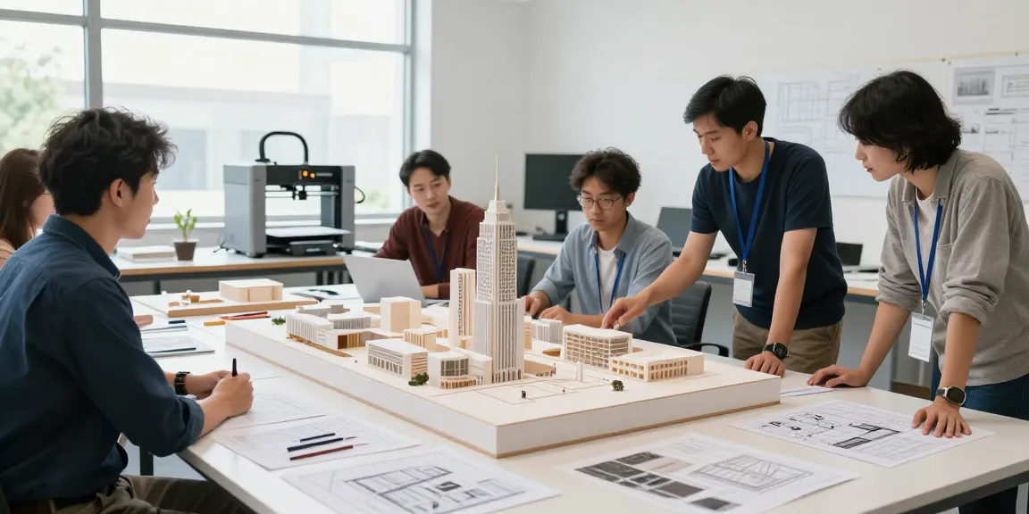 Architekturmodellbau Stuttgart – Team bei der Arbeit an Modellen und CAD-Zeichnungen.