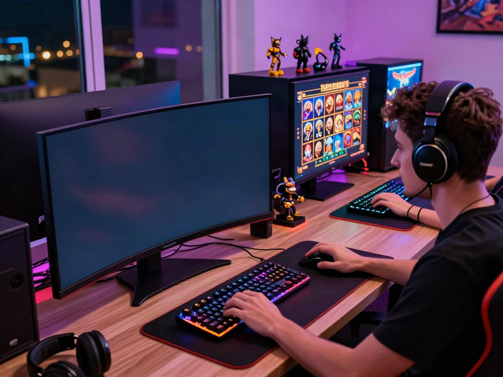 Engaging gaming setup showcasing da88 online casino experience with vibrant decor and modern technology.